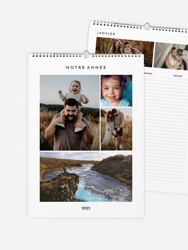 Calendrier familial Minimaliste 3 colonnes