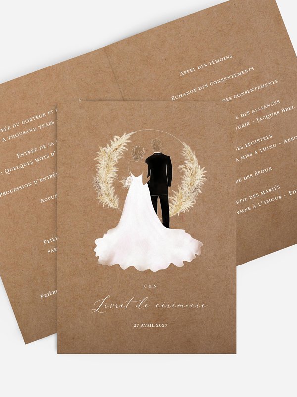 Livret de messe mariage Amour précieux pampas